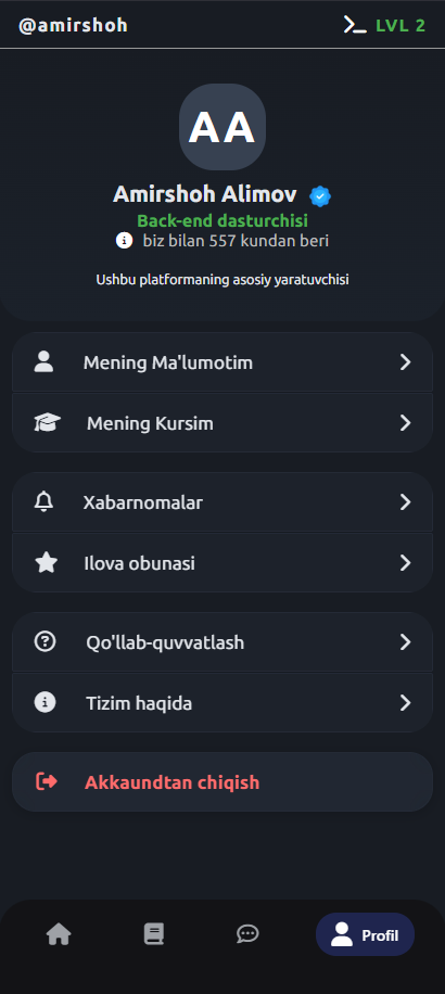 Profil Menyu ilovasi
